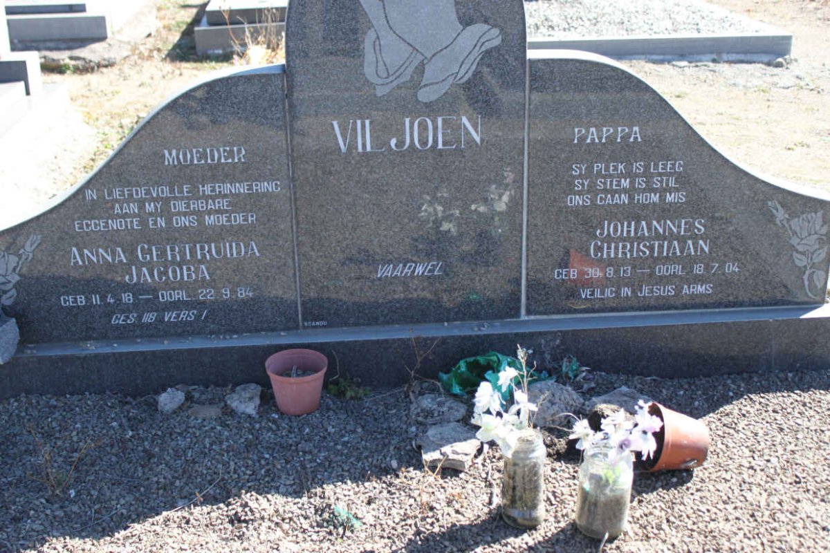 VILJOEN Johannes Christiaan 1913-2004 &amp; Anna Getruida Jacoba 1918-1984