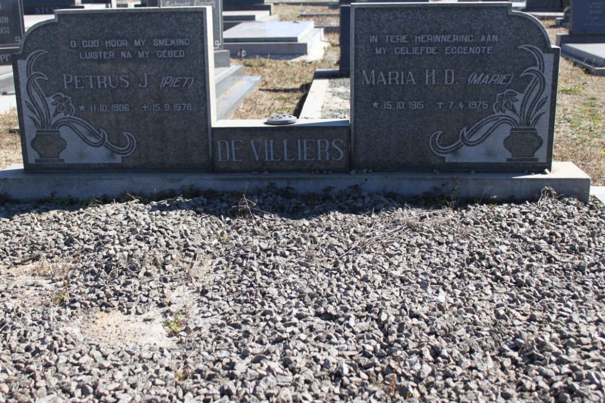 VILLIERS Petrus J., de 1906-1978 &amp; Maria H.D. 1915-1975