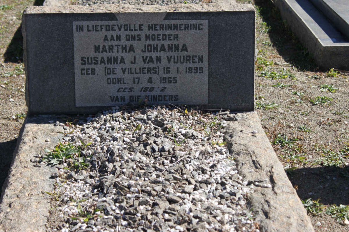 VUUREN Martha Johanna Susanna, J. van nee DE VILLIERS 1899-1965