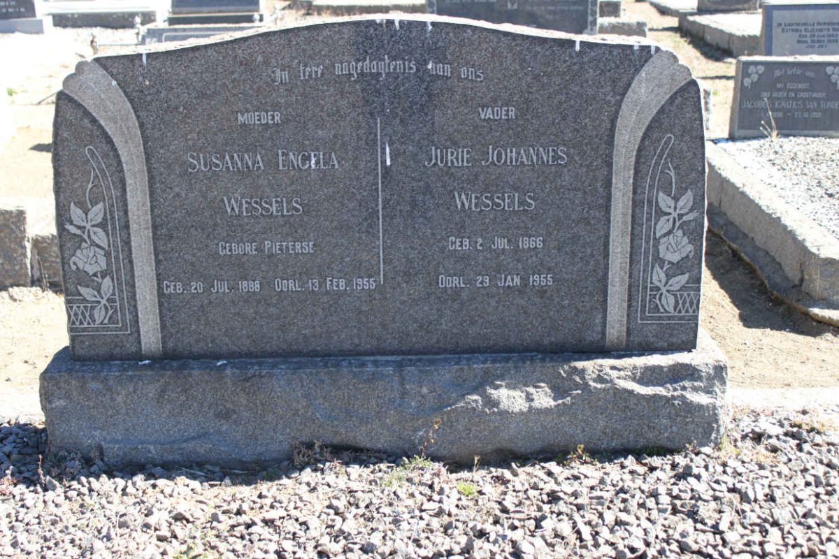 WESSELS Jurie Johannes 1866-1955 &amp; Susanna Engela PIETERSE 1888-1955