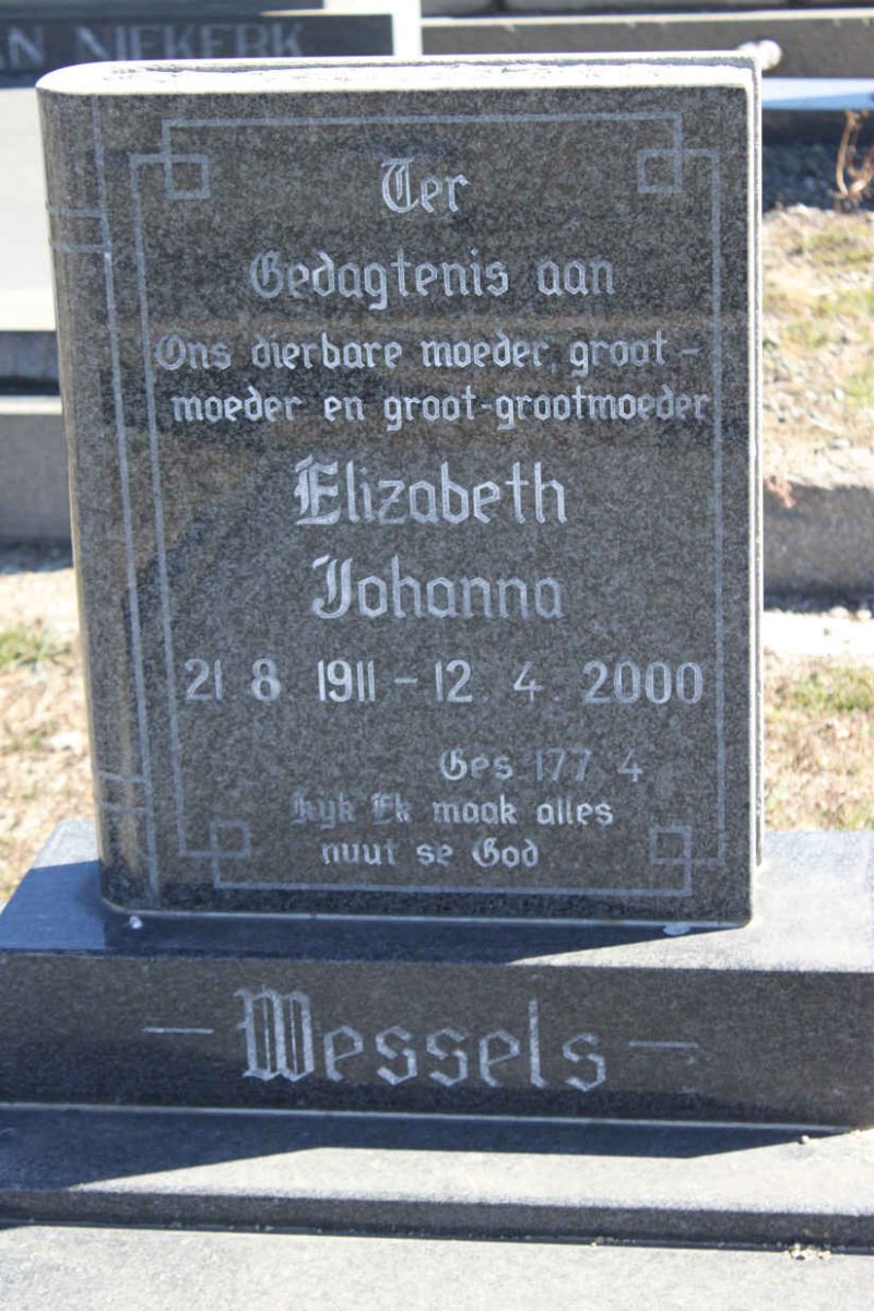 WESSELS Elizabeth Johanna 1911-2000