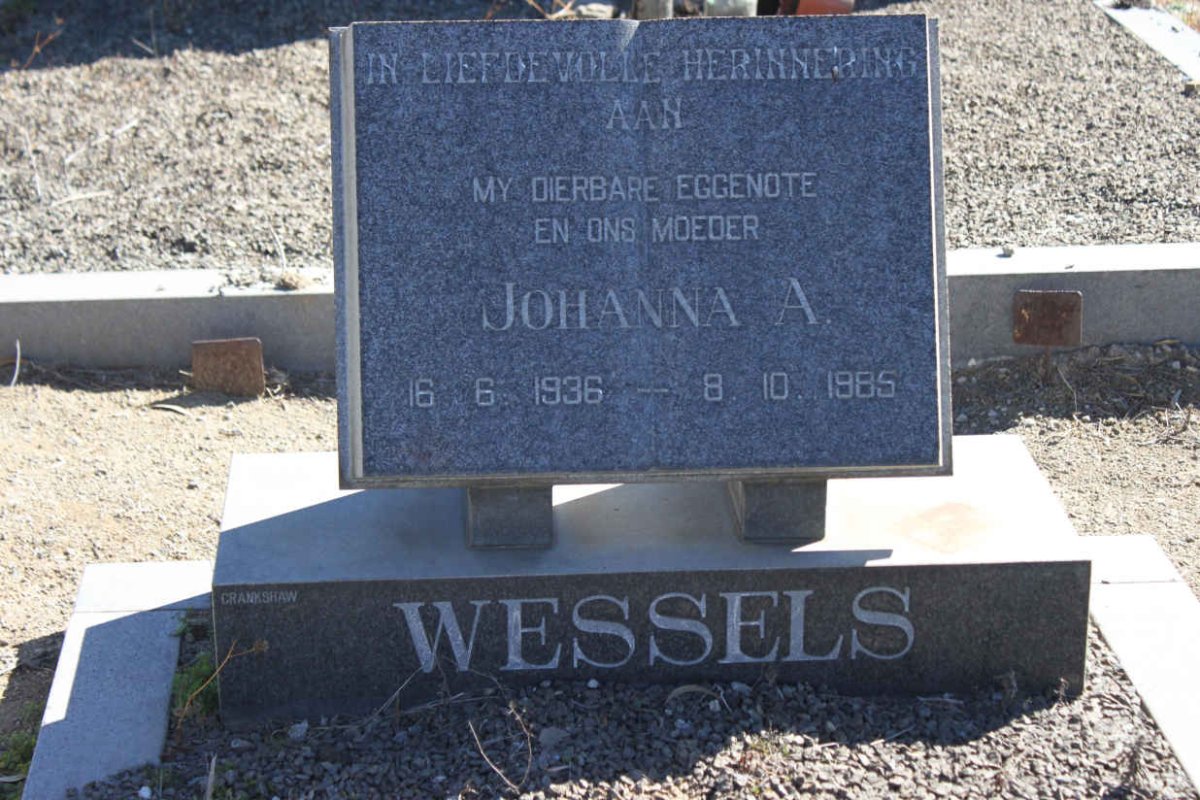 WESSELS Johanna A. 1936-1985