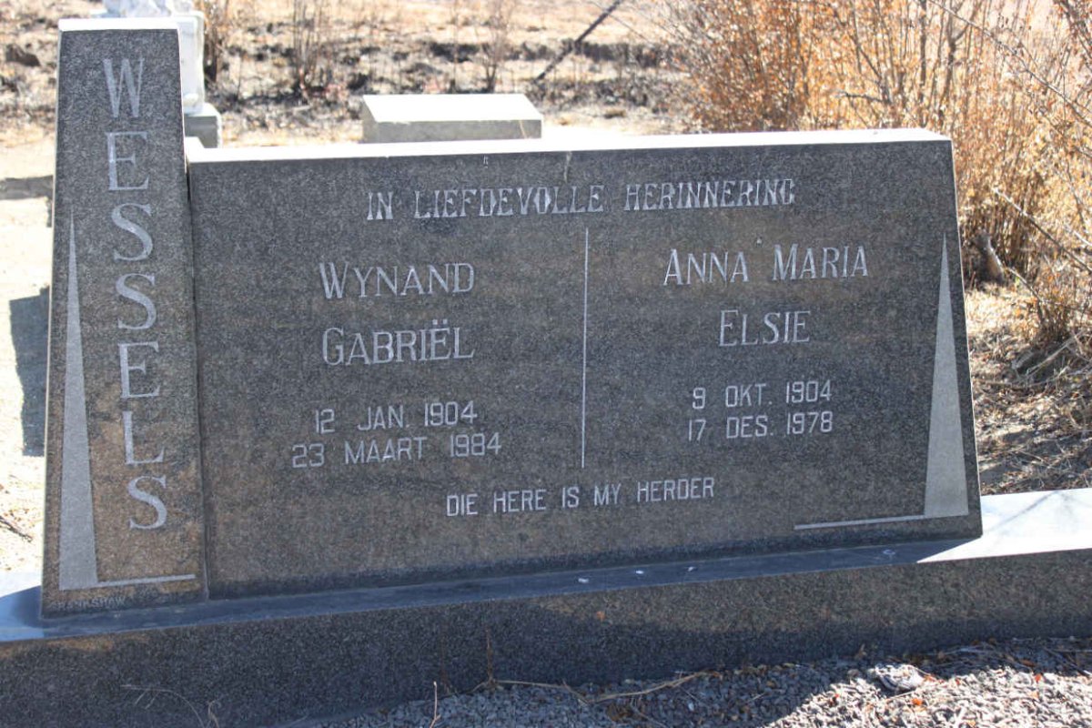 WESSELS Wynand Gabriel 1904-1984 &amp; Anna Maria 1904-1978