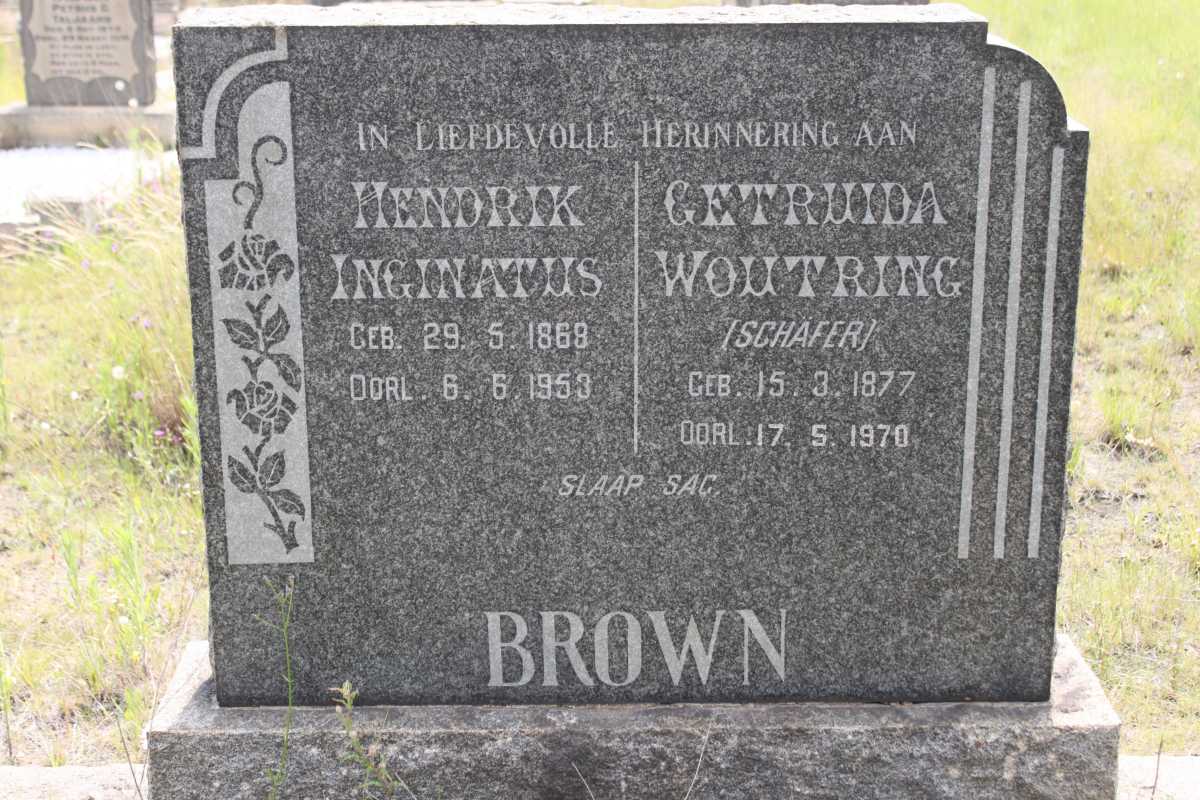 BROWN Hendrik Inginatus 1869-1953 &amp; Getruida Woutring SCHÄFER 1877-1970