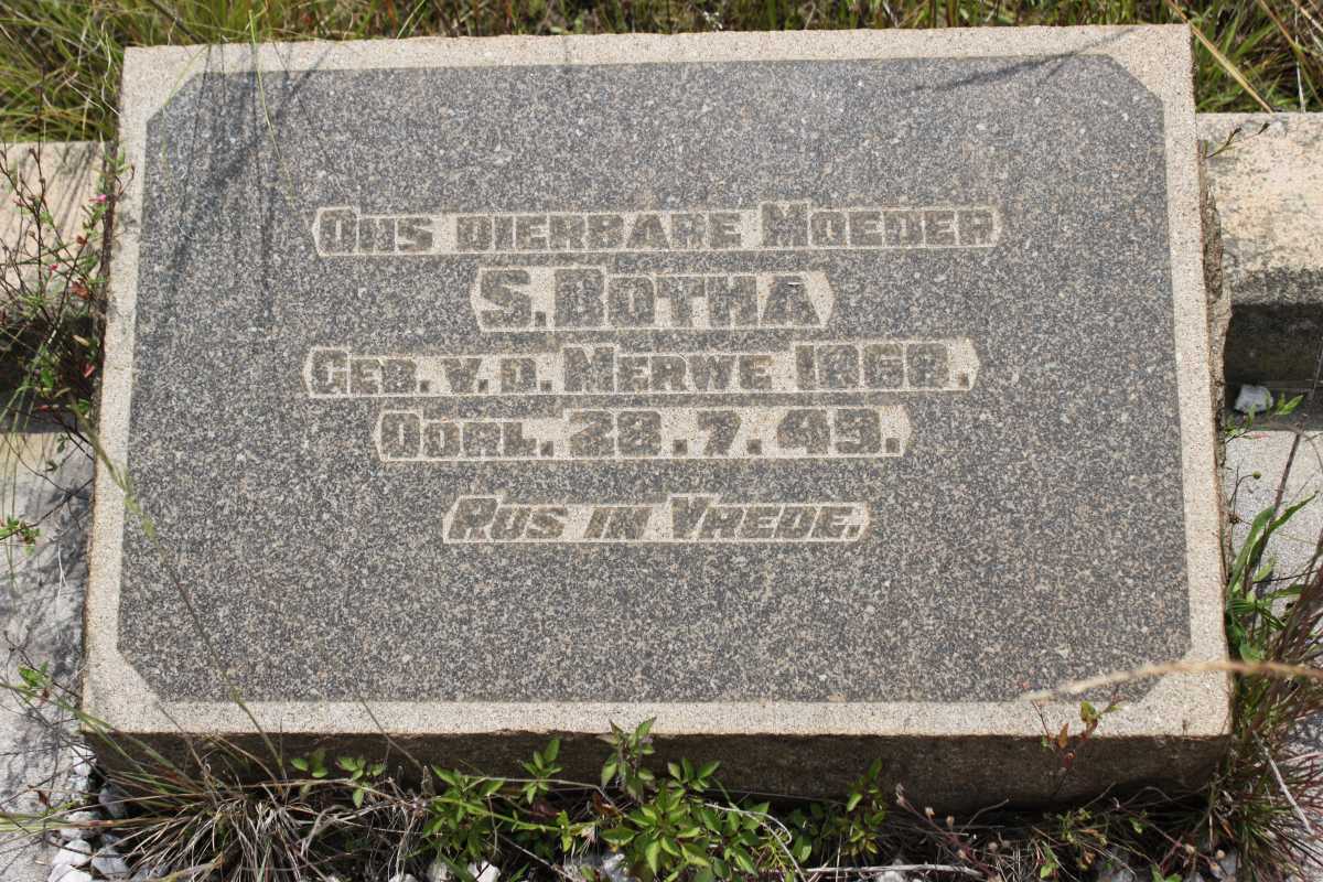 BOTHA S. geb V.D. MERWE 1868-1949