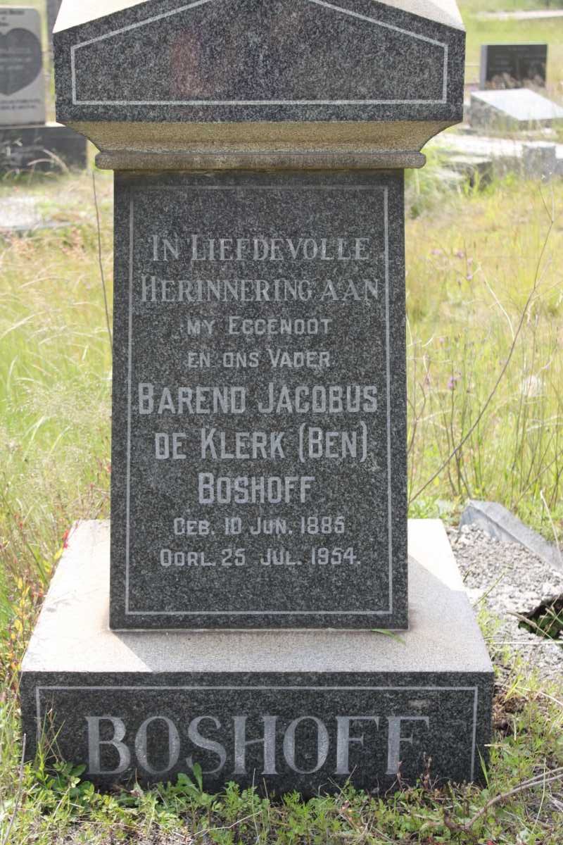 BOSHOFF Barend Jacobus de Klerk 1885-1954