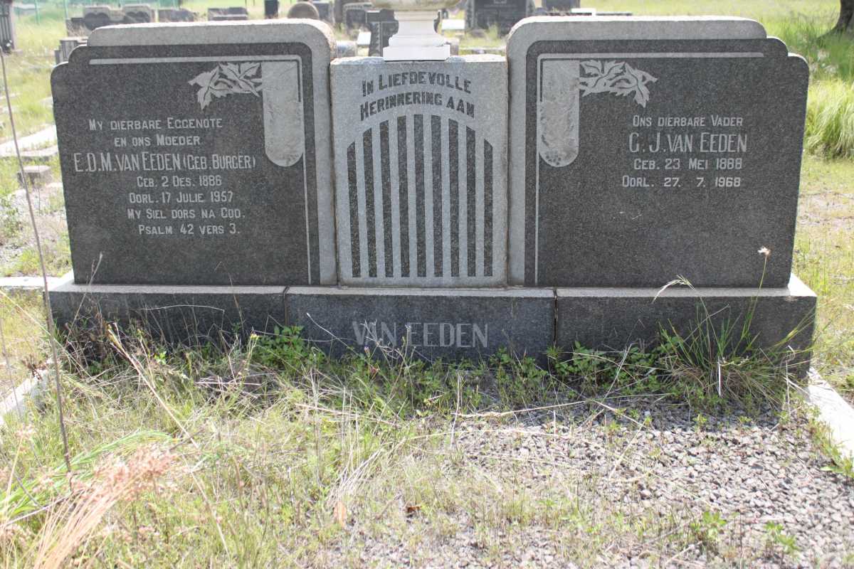 EEDEN G.J., van 1888-1968 &amp; E.D.M. BURGER 1886-1957