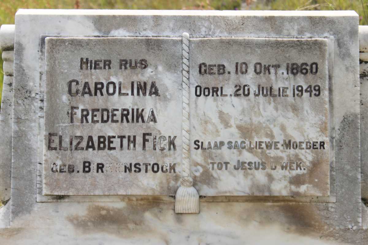 FICK Carolina Frederika nee BIRKENSTOCK 1860-1949