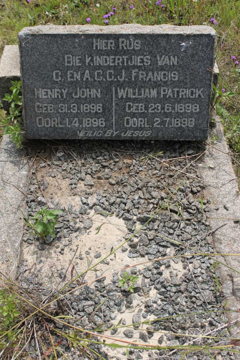 FRANCIS Henry John 1896-1896 :: FRANCIS William Patrick 1898-1898