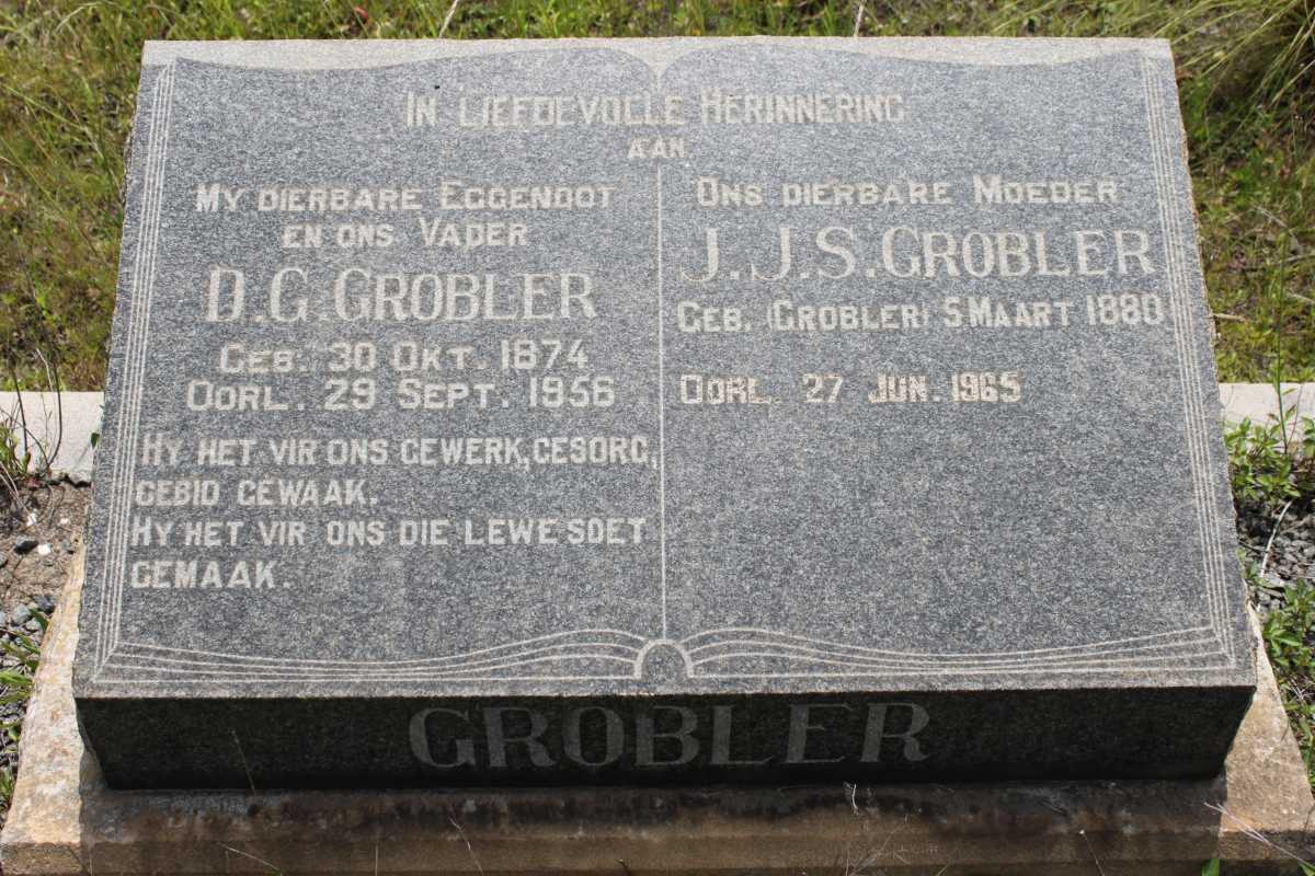 GROBLER D.G. 1874-1956 &amp; J.J.S. GROBLER 1880-1965