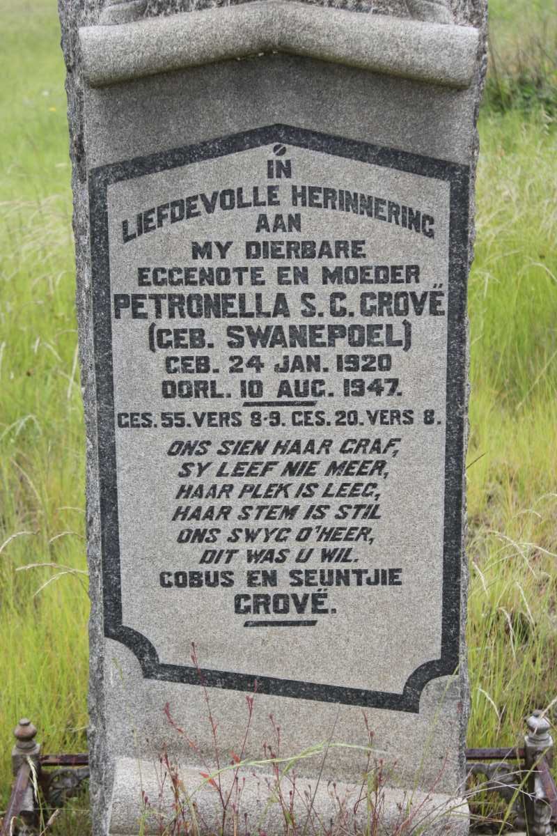 GROVË Petronella S.C. geb SWANEPOEL 1920-1947