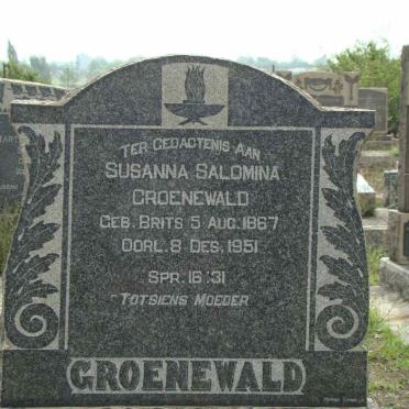 GROENEWALD Susanna Salomina nee BRITS 1867-1951