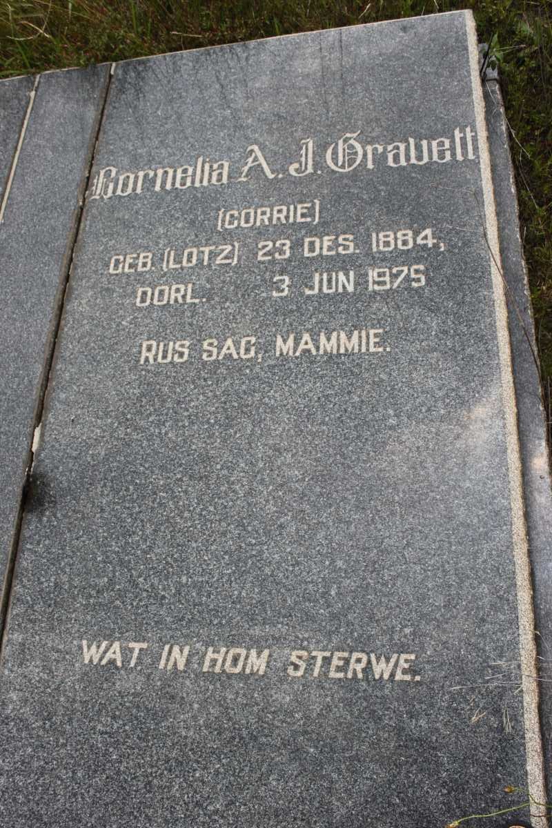 GRAVETT Cornelia A. geb LOTZ 1884-1975