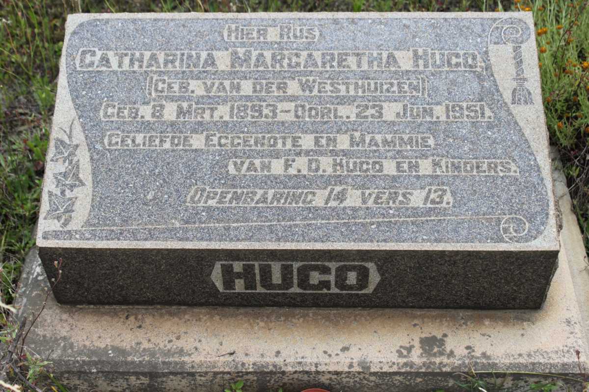 HUGO Catharina Margaretha geb VAN DER WESTHUIZEN 1893-1951
