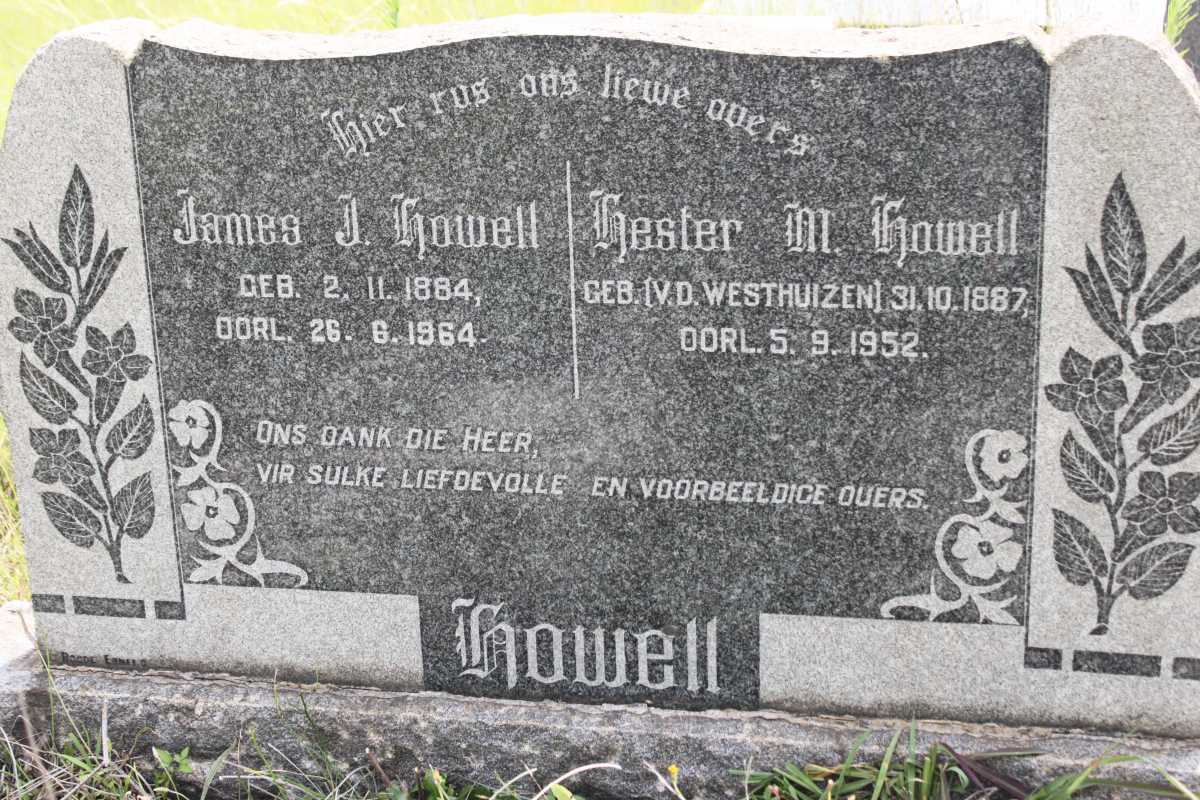 HOWELL James J. 1884-1964 &amp; Hester M. V.D. WESTHUIZEN 1887-1952