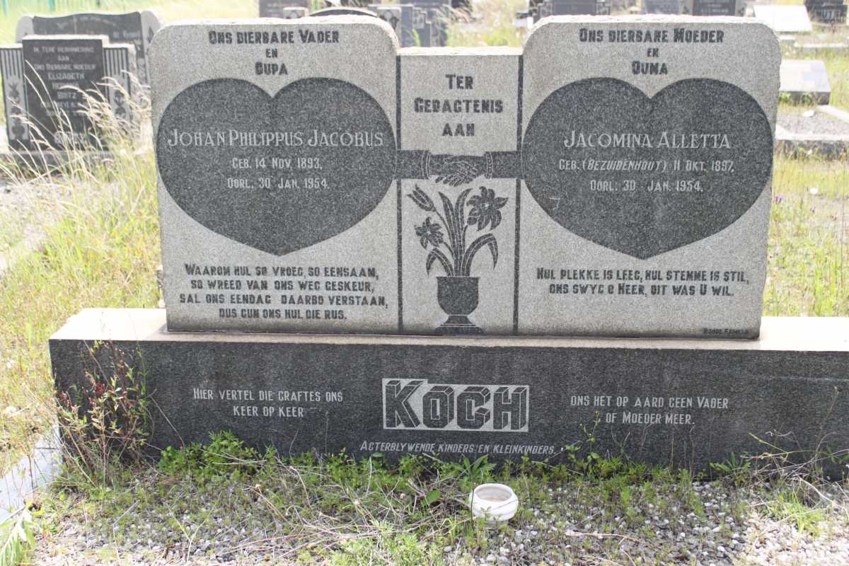 KOCH Johan Philippus Jacobus 1893-1954 &amp; Jacomina Aletta BEZUIDENHOUT 1897-1954