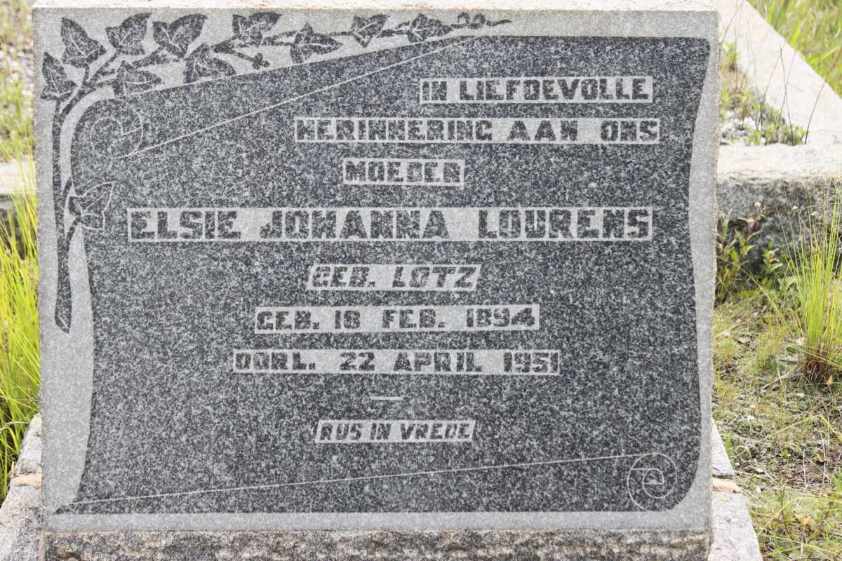 LOURENS Elsie Johanna geb LOTZ 1894-1951