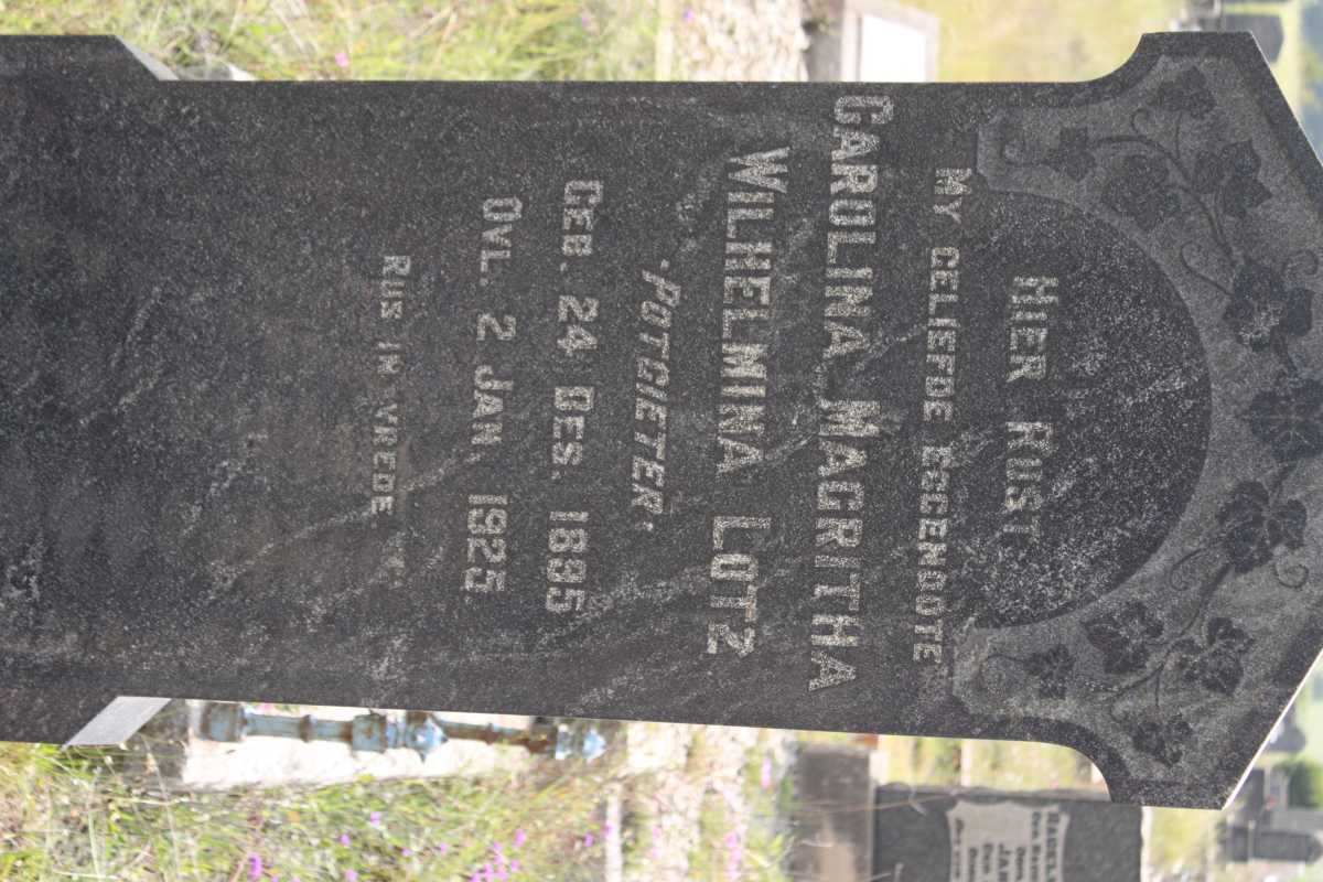 LOTZ Carolina Magritha Wilhelmina nee POTGIETER 1895-1925