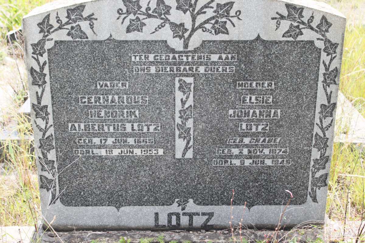 LOTZ Gerhardus Hendrik Albertus 1865-1953 &amp; Elsie Johanna GRABE 1874-1949