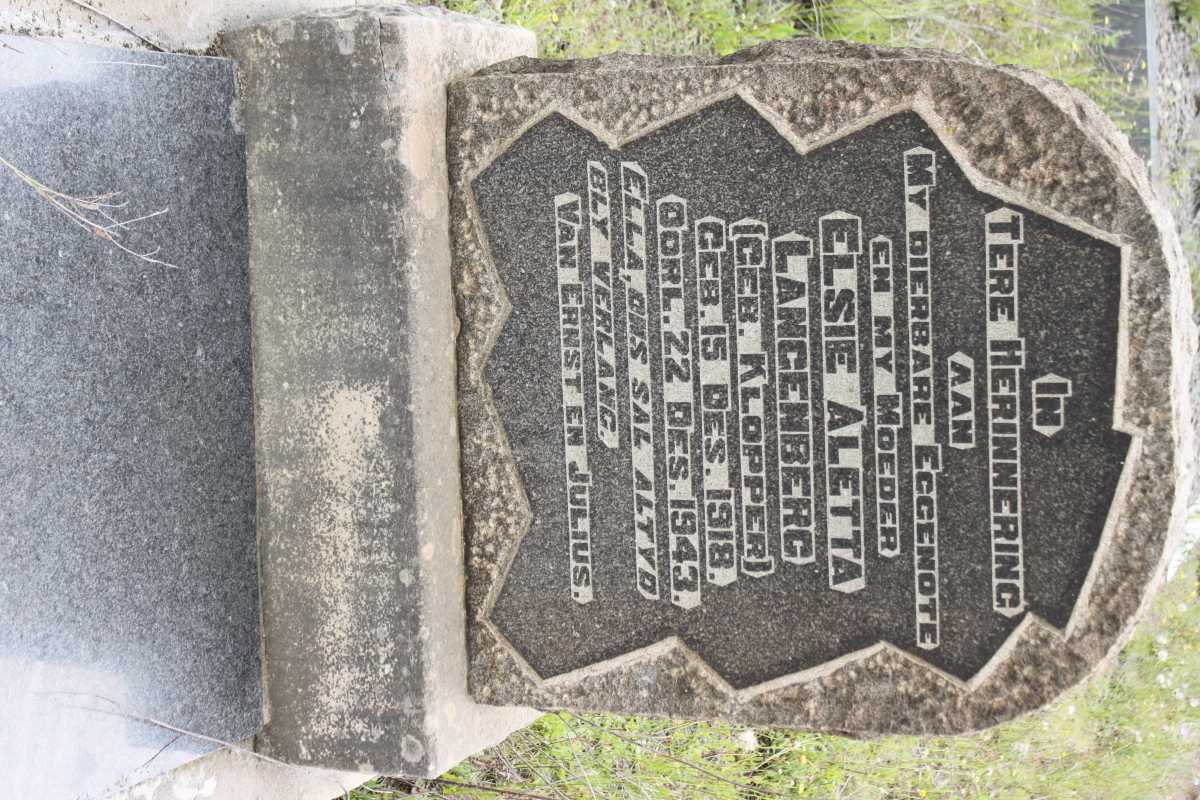 LANGENBURG Elsie Aletta nee KLOPPER 1918-1943