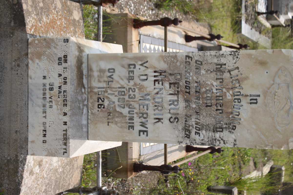 MERWE Petrus Hendrik, v. d. 1897-1926
