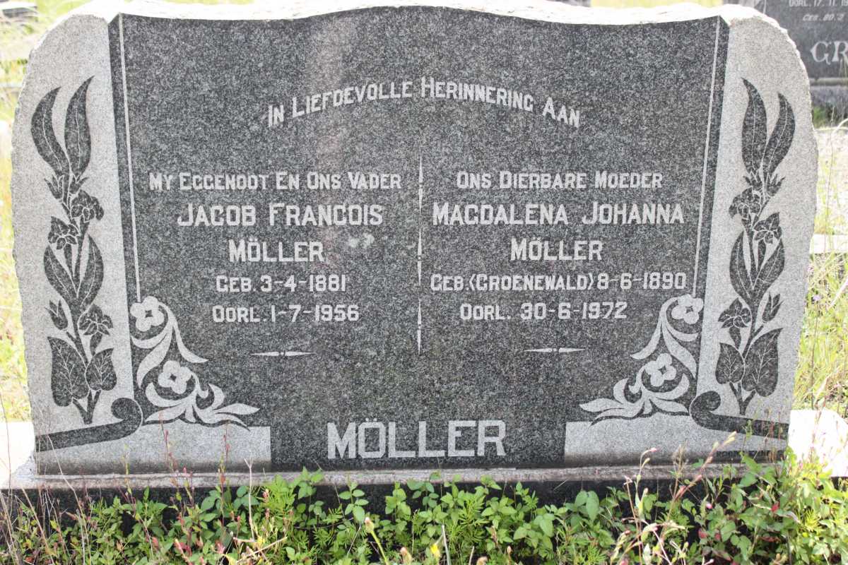 MÖLLER Jacob Francois 1881-1956 &amp; Magdalena Johanna GROENEWALD 1890-1972