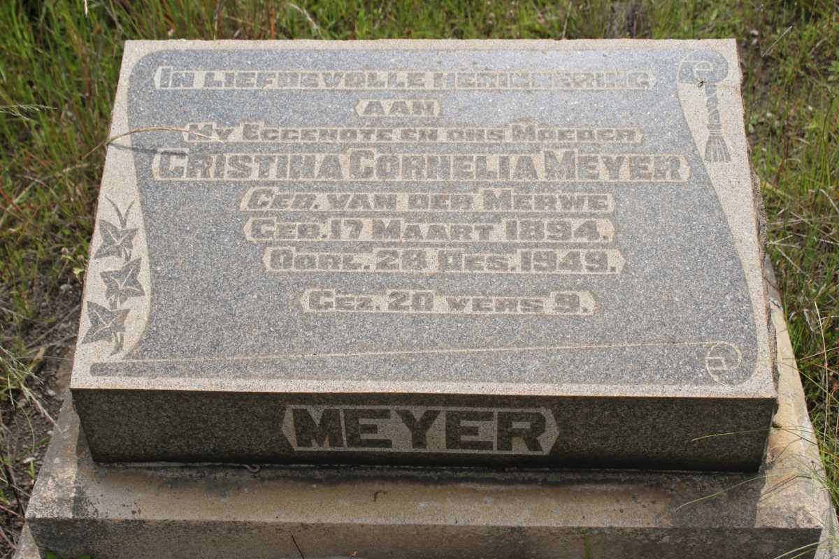 MEYER Christina Cornelia geb VAN DER MERWE 1894-1949