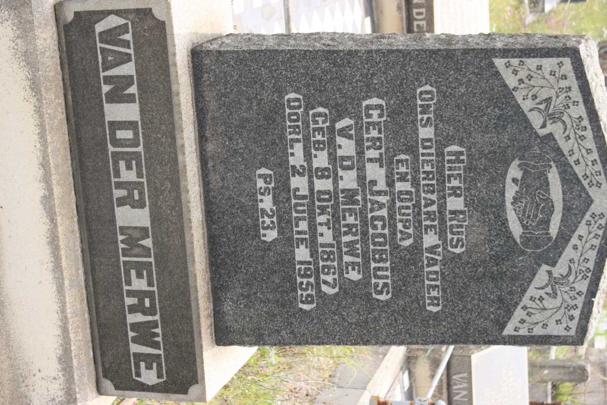 MERWE Gert Jacobus, van der 1867-1959 