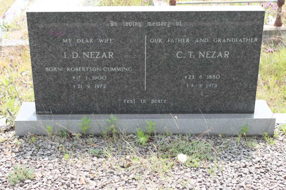 NEZAR C.T. 1880-1978 &amp; I.D. ROBERTSON-CUMMING 1900-1972