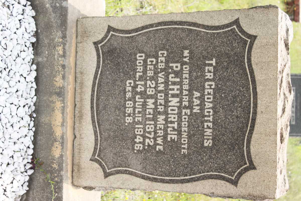 NORTJE P.J.H. geb VAN DER MERWE 1872-1946