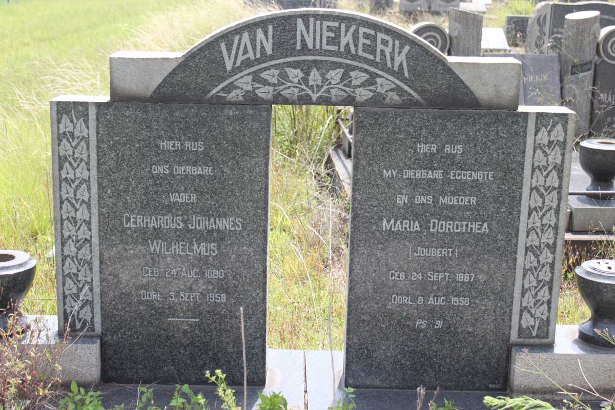 NIEKERK Gerhardus Johannes Wilhelmus, van 1880-1958 &amp; Maria Dorothea JOUBERT 1887-1958