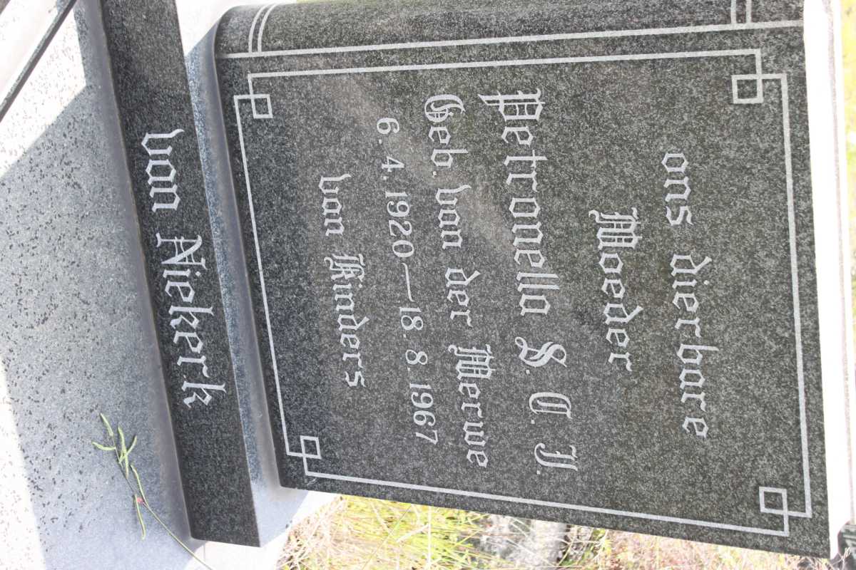 NIEKERK Petronella S.C.J., van geb VAN DER MERWE 1920-1967