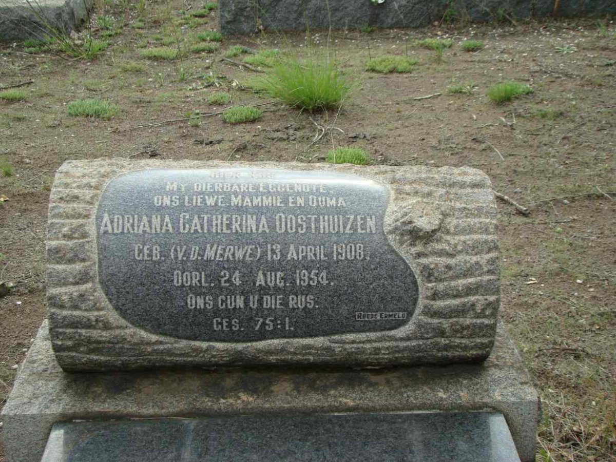 OOSTHUIZEN Adriana Catherina nee V.D. MERWE 1908-1954