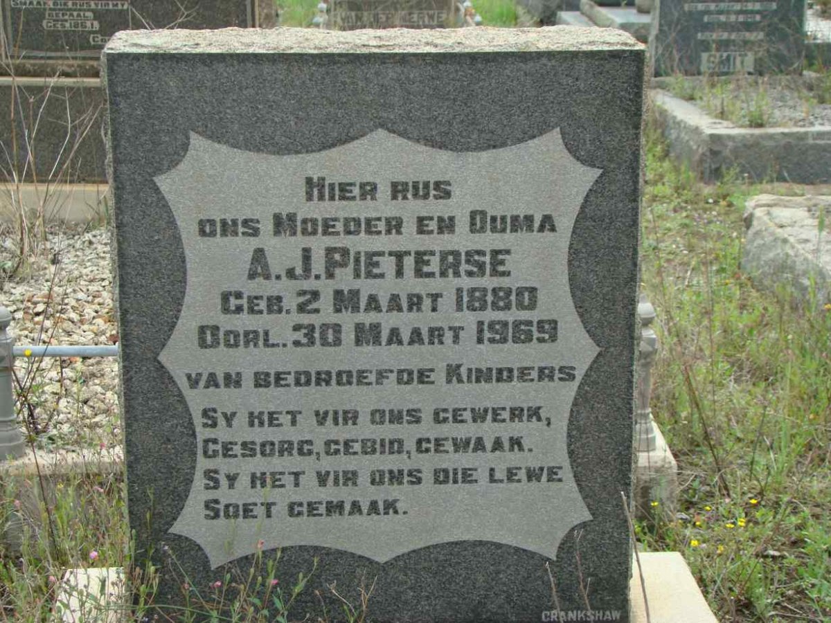 PIETERSE A.J. 1880-1969