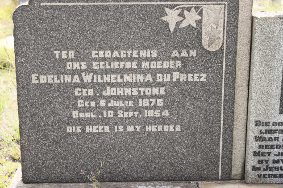 PREEZ Edelina Wilhelmina, du nee JOHNSTONE 1876-1954