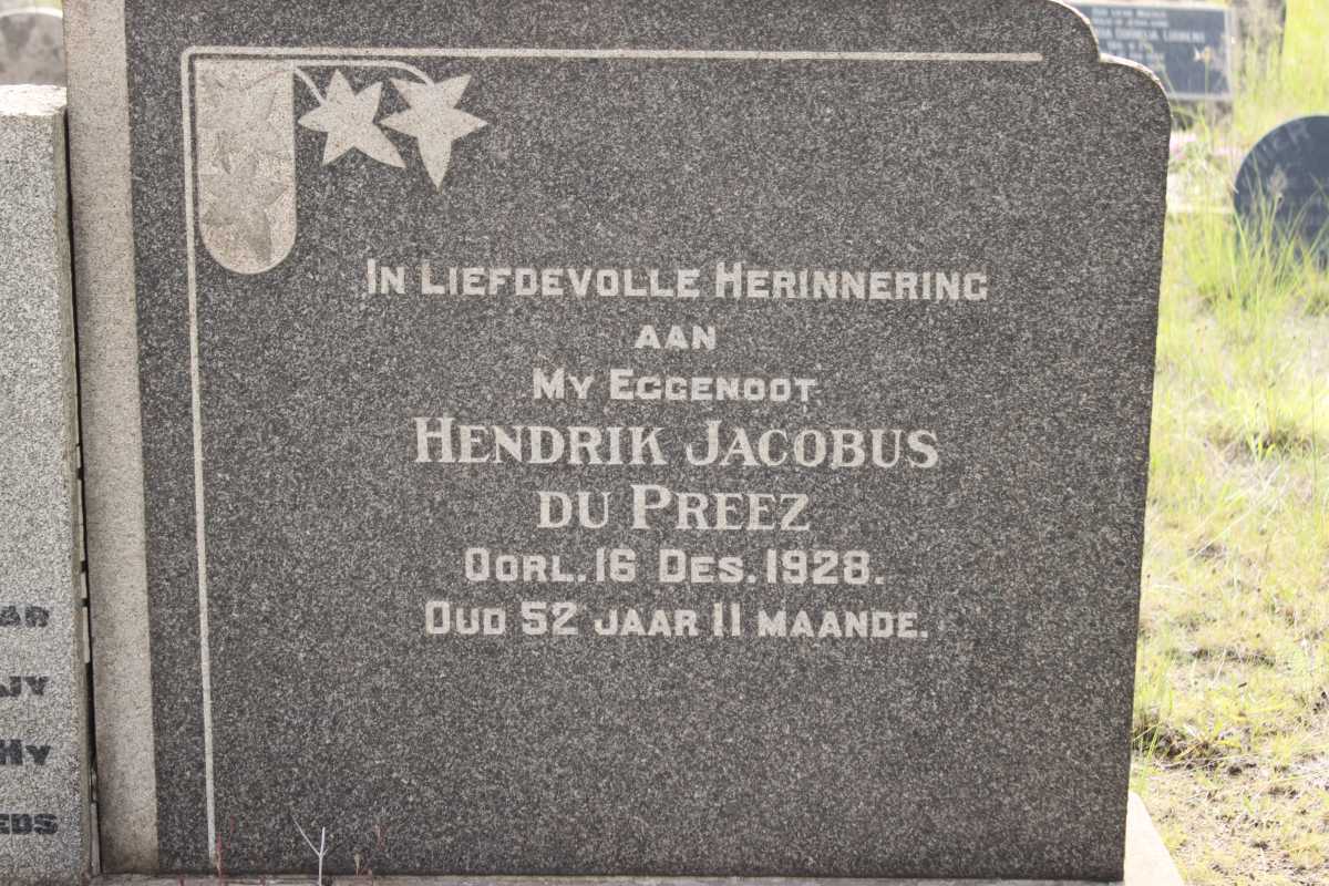 PREEZ Hendrik Jacobus, du -1928