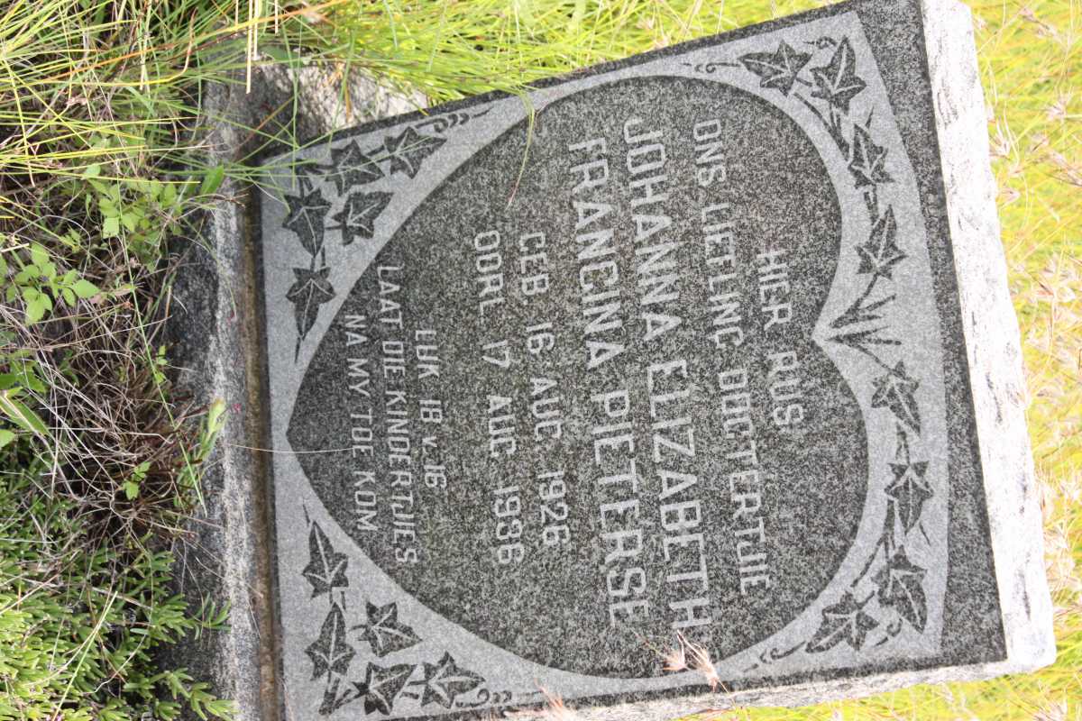 PIETERSE Johanna Elizabeth Francina 1926-1936