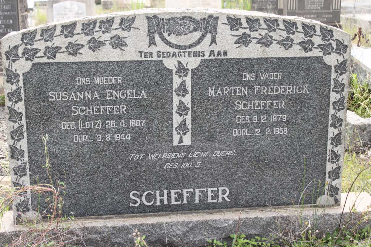 SCHEFFER Marten Frederick 1879-1958 &amp; Susanna Engela LOTZ 1887-1944