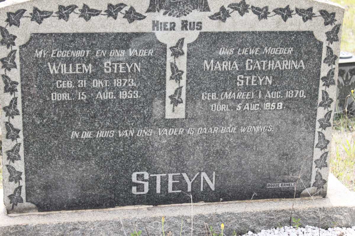 STEYN Willem 1873-1953 &amp; Maria Catharina MAREE 1870-1958