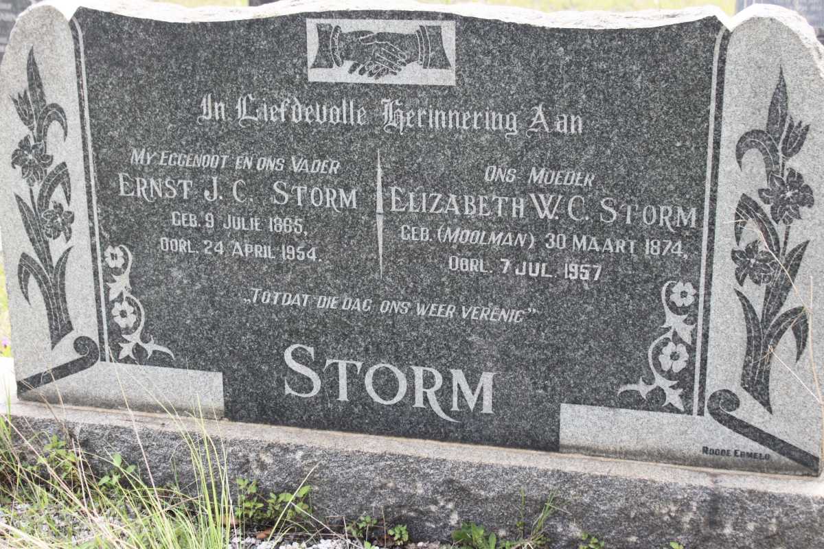 STORM Ernst J.C. 1865-1954 &amp; Elizabeth W.C. MOOLMAN 1874-1957