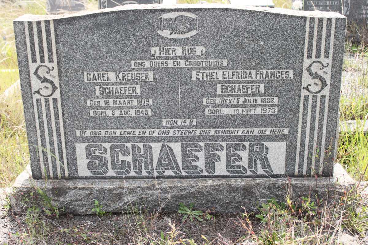 SCHAEFER Carel Kreuser 1875-1948 &amp; Ethel Elfrida 1888-1973
