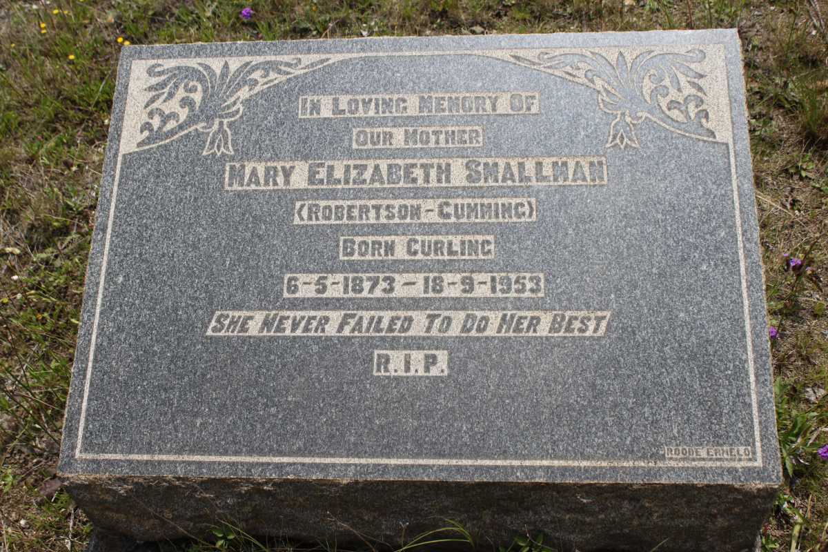 SMALLMAN Mary Elizabeth nee CURLING 1873-1953