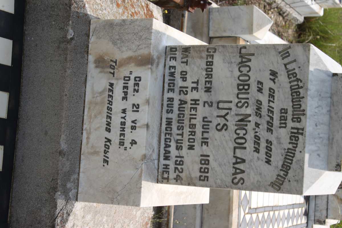 UYS Jacobus Nicolaas 1895-1924
