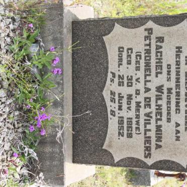 VILLIERS Rachel Wilhelmina Petronella, de geb V.D.MERWE 1868-1952