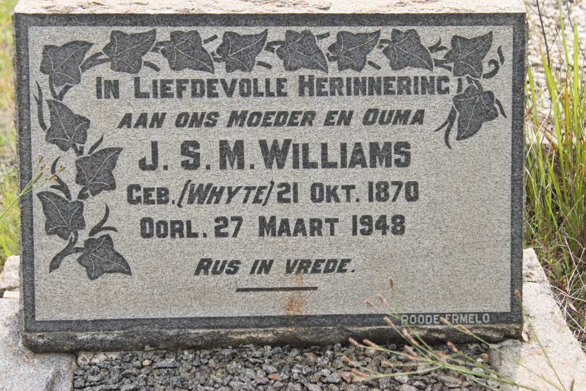 WILLIAMS J.S.M. nee WHYTE 1870-1948