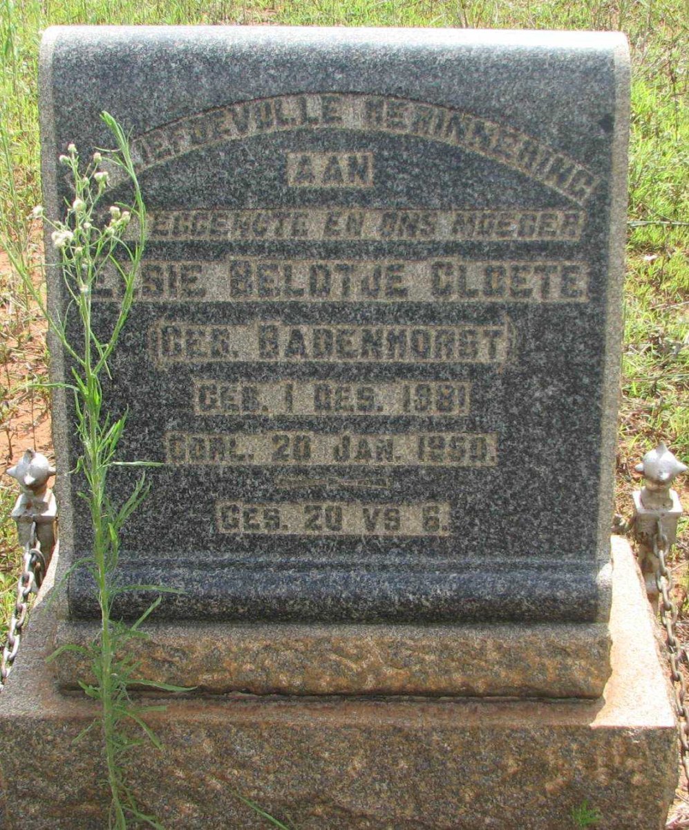 CLOETE Elsie Beldtje nee BADENHORST 1881-1950