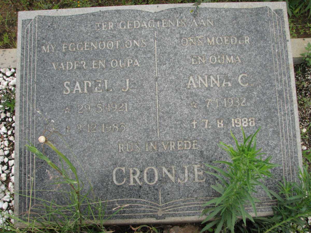 CRONJE Sarel J. 1921-1985 &amp; Anna C. 1932-1988