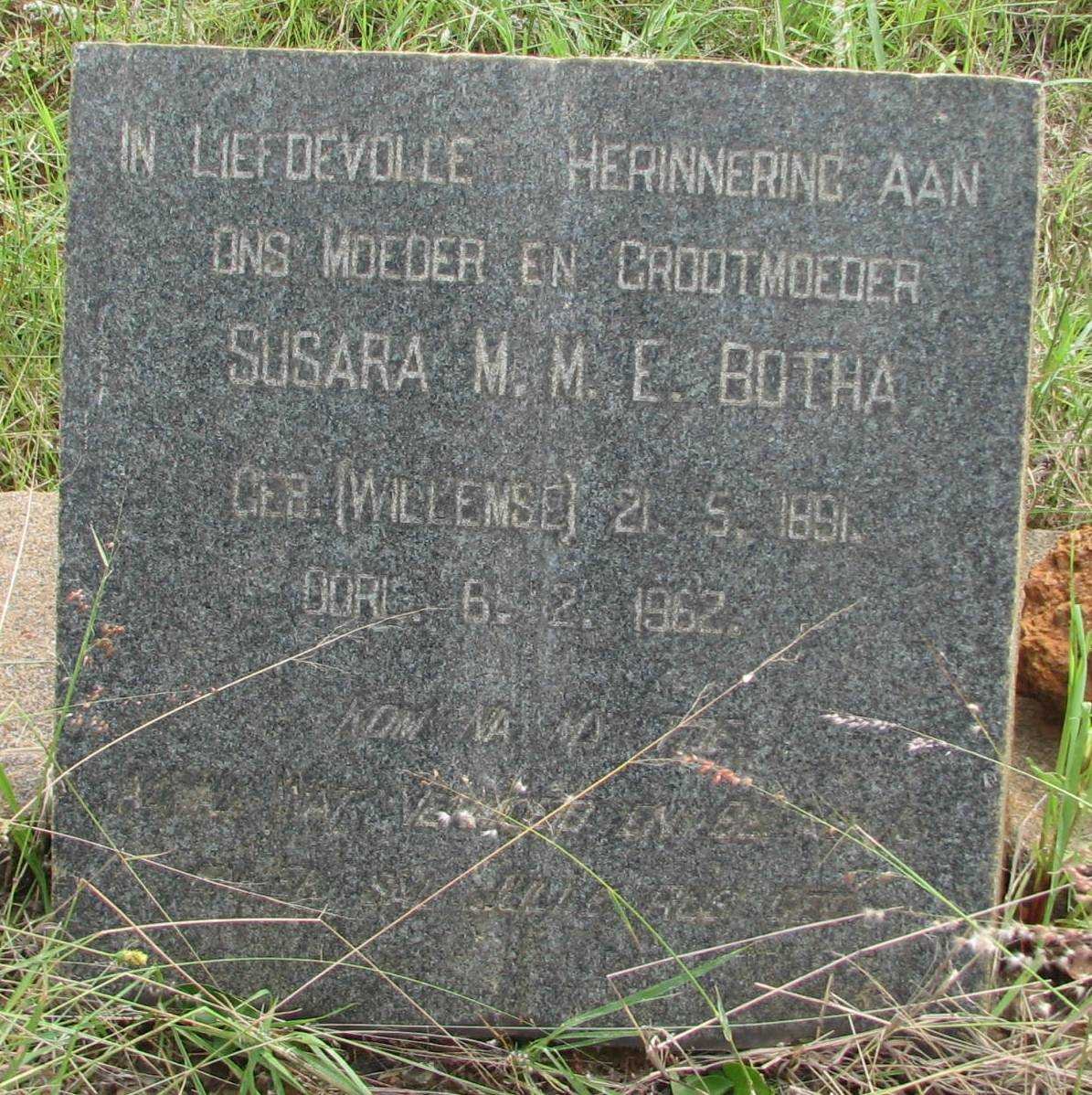 BOTHA Susara M.M.E. nee WILLEMSE 1891-1962