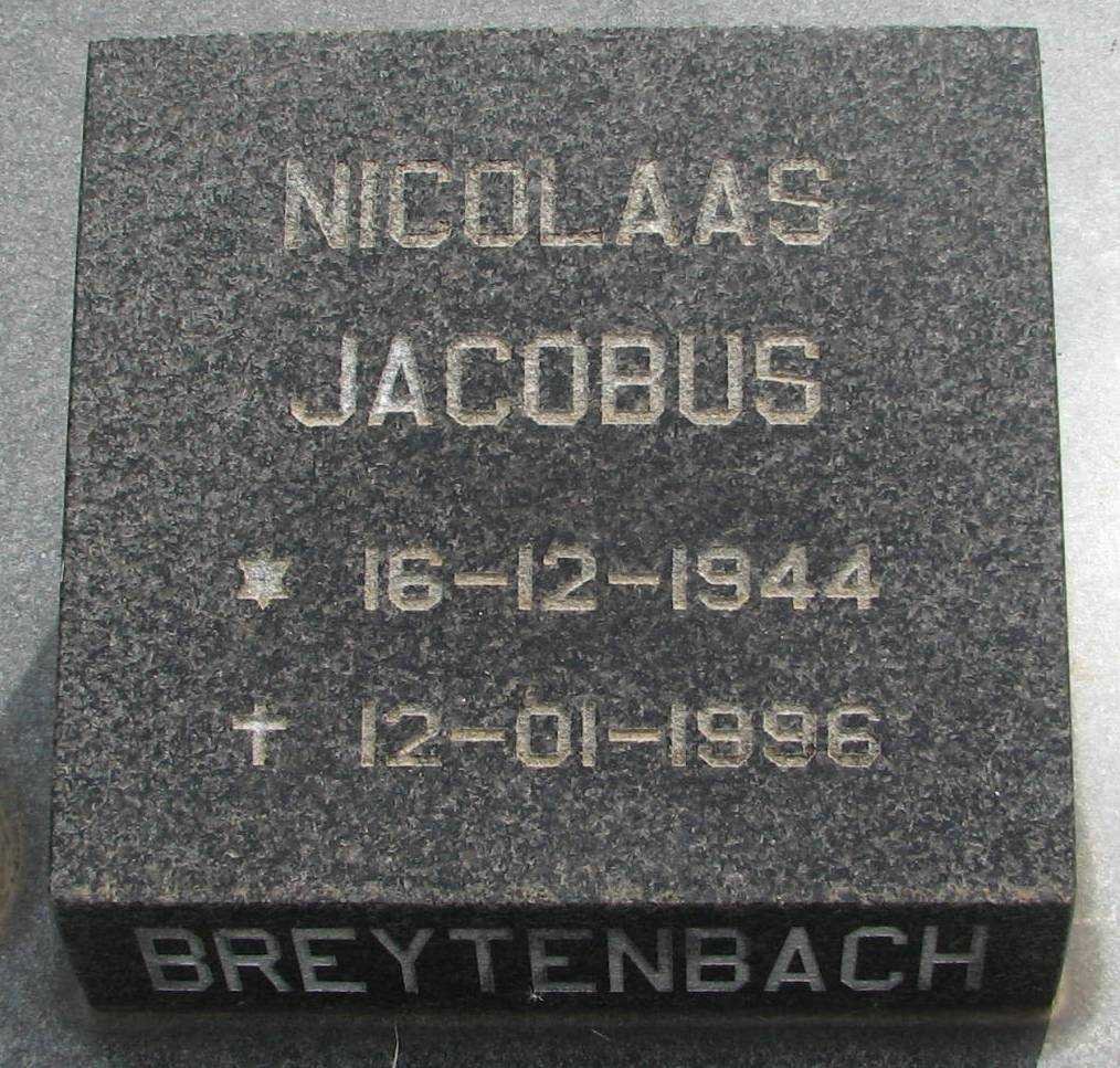 BREYTENBACH Nicolaas Jacobus 1944-1996