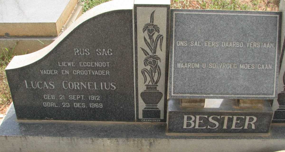 BESTER Lucas Cornelius 1912-1969